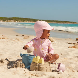 Μακρυμάνικο ολόσωμο μαγιό UV προστασίας με εκτύπωση λουλουδιών για κορίτσι μωρού 