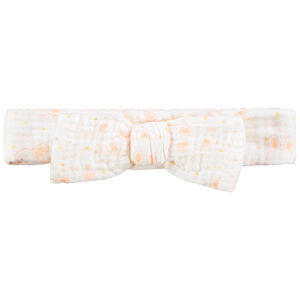 Bandeau nœud en double gaze imprimé lapins pour bébé fille 