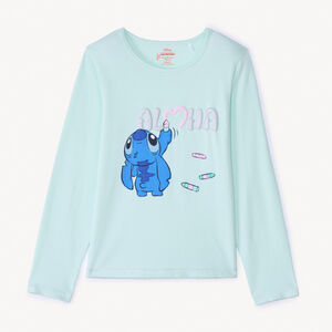 T-shirt à manches longues Stitch Disney pour fille 