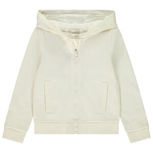 Ζακέτα από φούτερ μονόχρωμη με κουκούλα για κορίτσι 