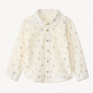 Μακρυμάνικο πουκάμισο υφασμάτινο με σχέδιο ζώων για μωρό αγόρι 