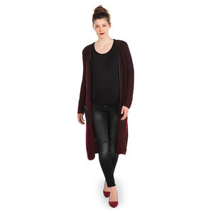 Μακριά Πλεκτή Ζακέτα Εγκυμοσύνης Με Λεπτομέρειες Από Συνθετικό Δέρμα 