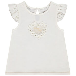 Κοντομάνικο μπλουζάκι με βολάν από jersey με φαντεζί λουλούδια για bebe κορίτσι 