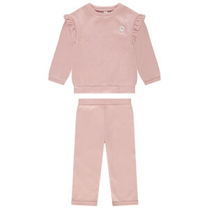 Σετ 2 τμχ. μονόχρωμο με κεντημένο λουλούδι για bebe κορίτσι 