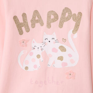 Μπλούζα με μακριά μανίκια jersey μονόχρωμη με print φαντασίας για μωρό κορίτσι 