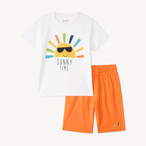 Σετ κοντών πιτζαμών με παιχνιδιάρικο σχέδιο ήλιου για αγόρι 