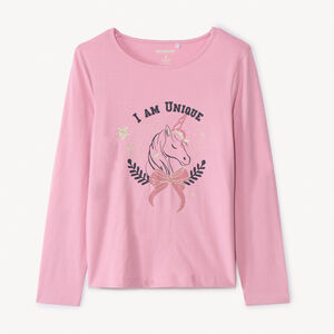 Μπλούζα μακρυμάνικη από jersey με φαντεζί σχέδιο και glitter για κορίτσι 