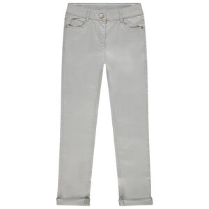 Παντελόνι slim twill μονόχρωμο για κορίτσι 