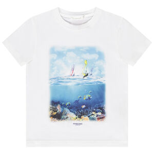 Κοντομάνικο μπλουζάκι jersey με τύπωμα ωκεανού για αγόρι 