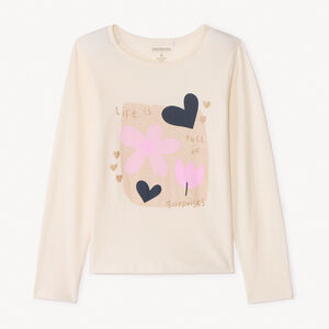 T-shirt με μακριά μανίκια με εκτύπωση από λευκά πετράδια για κορίτσι 