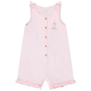 Κοντή ολόσωμη φόρμα μονόχρωμη με κέντημα για bebe κορίτσι 