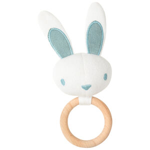 Χειροποίητο κουνελάκι μπλε με ξύλινο δακτύλιο 