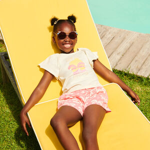 Σύνολο 2 τεμαχίων: κοντομάνικη μπλούζα + σορτς με μοτίβο φοινίκων για κορίτσι. 