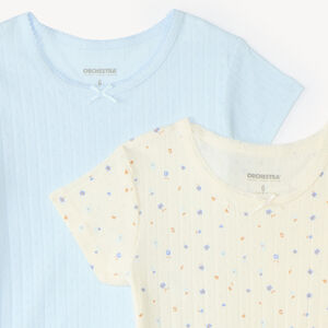 Maillot de corps fille en coton ajouré à manches courtes 