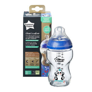 Γυαλινο Μπιμπερο Closer To Nature Μικρης Ροης 250Ml Με Σχεδιο Για Αγορι 0M+ 