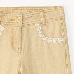 Jeans larges unis avec poches fantaisie pour filles 