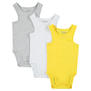 Σετ από 3 αμάνικα σώματα από βαμβάκι για μωρό αγόρι με εκτύπωση λογότυπου 