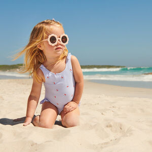 Μαγιό ένα κομμάτι ριγέ και με σχέδιο κερασιών για κορίτσια μωρά. 