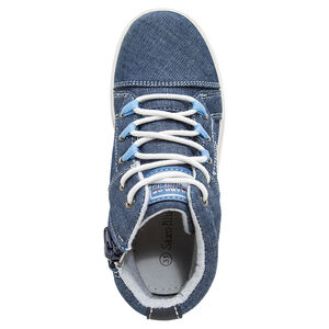 Υφασμάτινα μποτάκια με όψη ντένιμ, κορδόνια και φερμουάρ, από 28 έως 35 