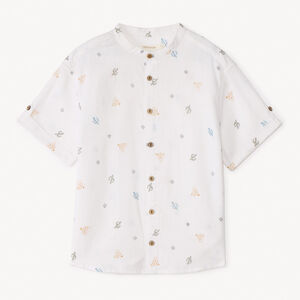 Μπλουζάκι κοντομάνικο με γιακά mao και τύπωμα κάκτου για αγόρι 