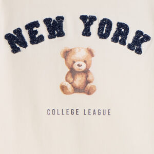 Μπλούζα μακρυμάνικη jersey με αρκουδάκι και κέντημα για κορίτσι 