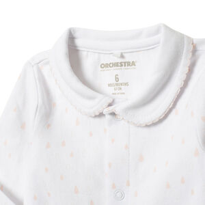 Body μακρυμάνικο με φαντεζί σχέδιο - Λευκό 