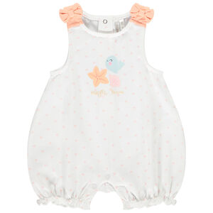 Αμάνικο combishort με σχέδιο πουά και φιόγκο για μωρό κορίτσι 