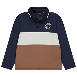 Πολυεστερικό πουκάμισο μακρυμάνικο με εφέ color block και σήμα για αγόρι 