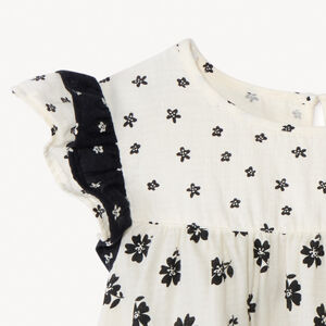 Μπλούζα κοντομάνικη από gaze με λουλουδάτο τύπωμα για κορίτσι 