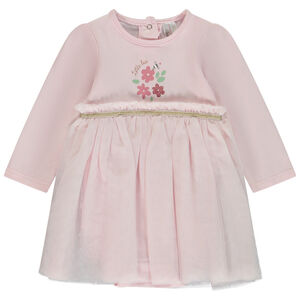 Φόρεμα body μακρυμάνικο με φαντεζί print για bebe κορίτσι 