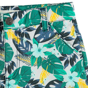 Βερμούδα βαμβακερή με σχέδιο floral σε όλη την επιφάνεια 