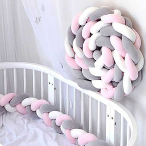 Πάντα Πλεξούδα Βελουτέ Ροζ Λευκό Γκρί 2.10m ABO 