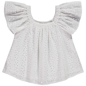 Top manches courtes en broderie anglaise fille 