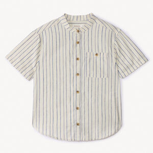 Κοντομάνικο υφασμάτινο πουκάμισο με ρίγες και τσέπη για αγόρι 
