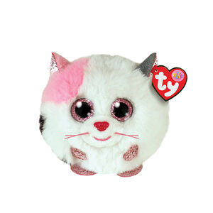 Μικρή μαλακή κούκλα Puffies - Muffin η ροζ και λευκή γάτα 