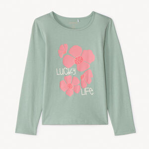 T-shirt με μακριά μανίκια με εκτύπωση από λευκά πετράδια για κορίτσι 