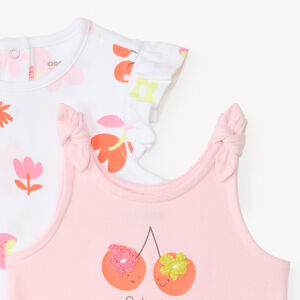 Σετ 2 κοντών σαλοπέτων με σχέδιο κεράσια για κορίτσι μωρού 