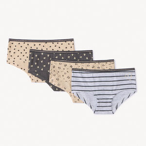 Σετ από 4 φαντεζί shorties από jersey για κορίτσι με ελαστική μέση και χρυσό lurex 