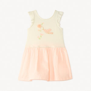 Φόρεμα κοντομάνικο με εφέ 2 σε 1 ριγέ για κορίτσι μωρού 