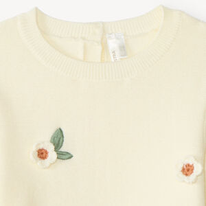 Pull bébé fille en tricot à fleurs en relief 