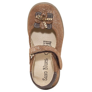 Δερμάτινα παπούτσια με παγιέτες και λουλούδι 