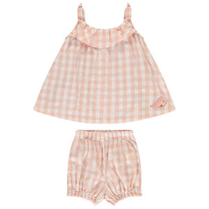 Ensemble tunique + short bloomer imprimé vichy pour bébé fille  