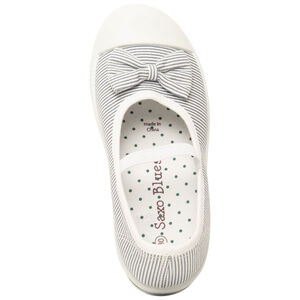 Μπαλαρίνες ριγέ υφασμάτινες με φιόγκο και ελαστικό λουράκι για κορίτσι 