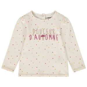 T-shirt manches longues en jersey imprimé pois et print pour bébé fille Main T-shirt manches longues en jersey imprimé pois et print pour bébé fille