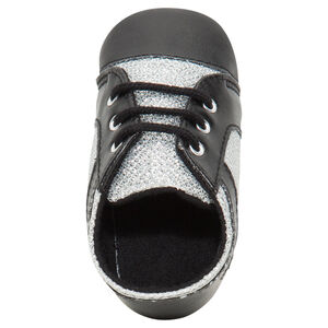 Μαλακά μποτάκια με κορδόνια σε μαύρο και ασημί 