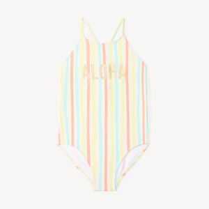 Μαγιό ενός τεμαχίου με ανοιχτή πλάτη και ρίγες για κορίτσι 