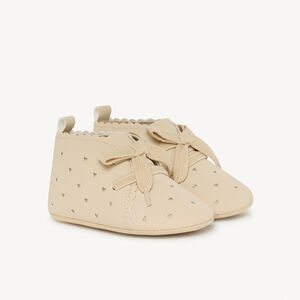 Bottillons fantaisie beige à lacets élastique pour bébé fille 