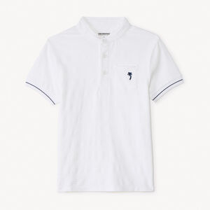 Πόλο με κοντά μανίκια, γιακά mao με κέντημα φοινικιάς για αγόρια. 