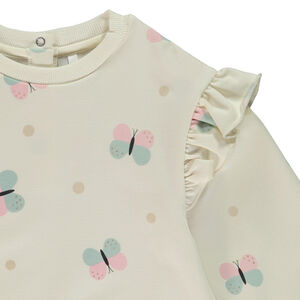 Σετ φούτερ με σχέδιο πεταλούδα + μονόχρωμη φόρμα για bebe κορίτσι 