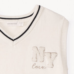 Pull sans manches en tricot et broderie pour fille  